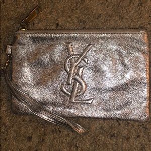 YSL style silver wristlet